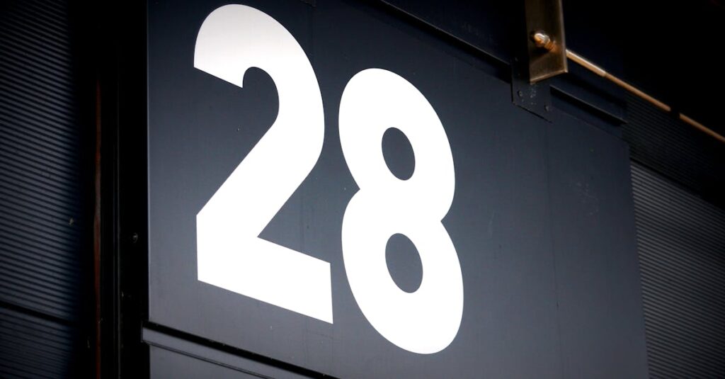 Black Board Showing Number 28
