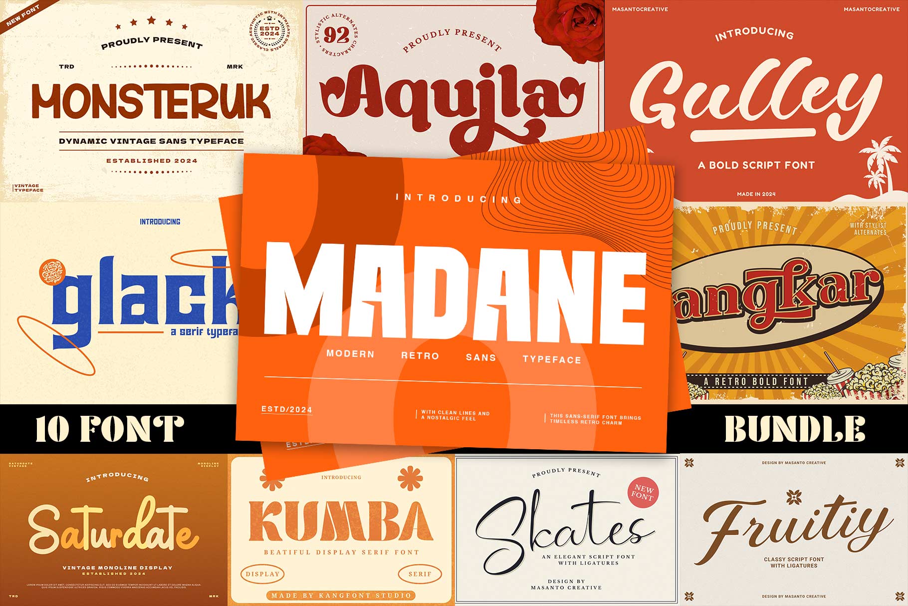 10 Premium Fonts Bundle – Your All-in-One Design Solution typeface specimen