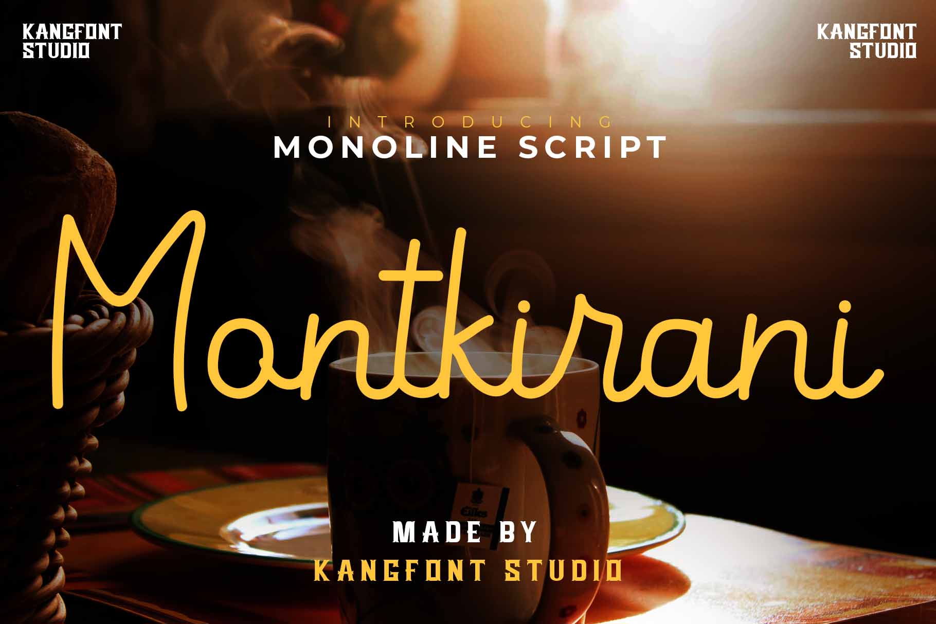 Montkirani - Monoline Script Font typeface specimen