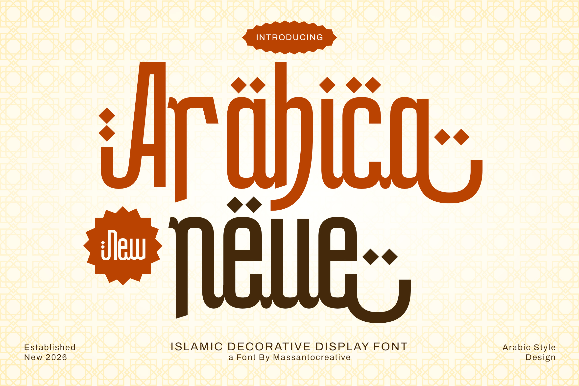 Arabica Neue Modern Islamic Arabic typeface specimen