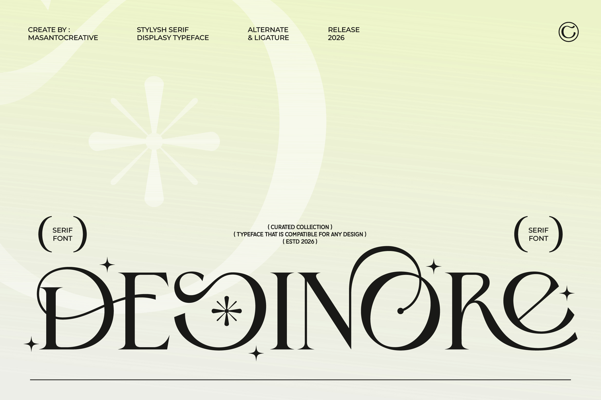 Desinore – Elegant Luxury Serif Font typeface specimen